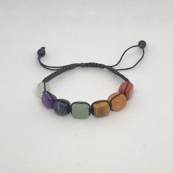 NWOT Chakra Bracelet W/Genuine Natural Stones Adjustable - Picture 3 of 4